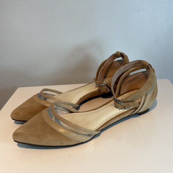 Ron White tan suede pointed flats with ankle strap size 6.5 - Picture 10 of 10